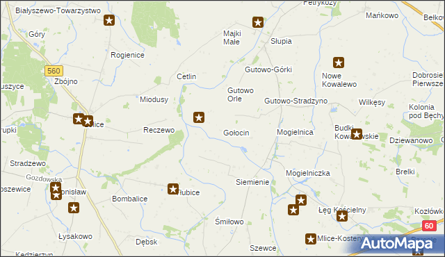 mapa Gołocin, Gołocin na mapie Targeo