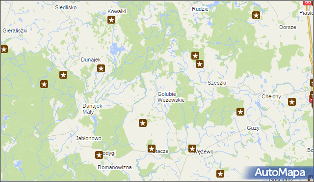 mapa Golubie Wężewskie, Golubie Wężewskie na mapie Targeo
