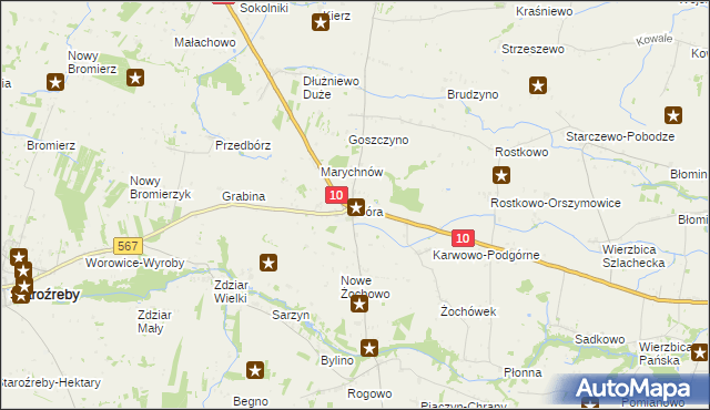 mapa Góra gmina Staroźreby, Góra gmina Staroźreby na mapie Targeo