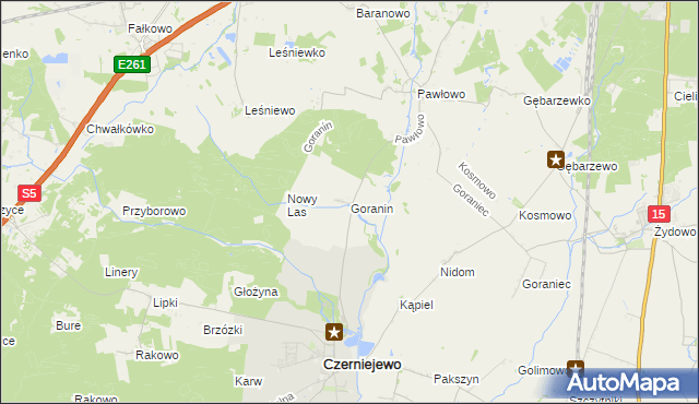 mapa Goranin gmina Czerniejewo, Goranin gmina Czerniejewo na mapie Targeo