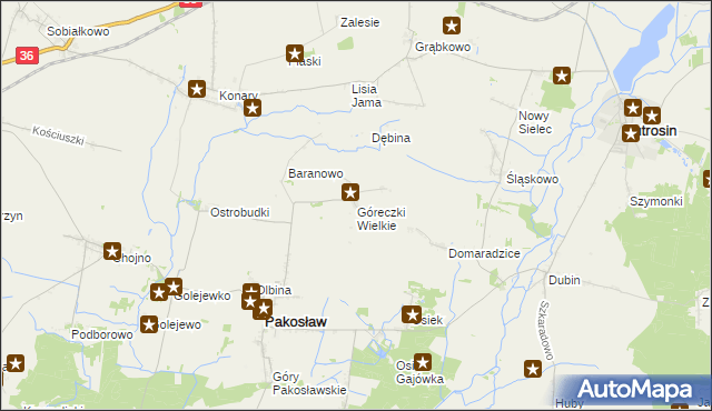 mapa Góreczki Wielkie, Góreczki Wielkie na mapie Targeo