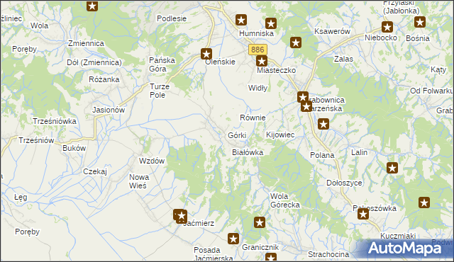 mapa Górki gmina Brzozów, Górki gmina Brzozów na mapie Targeo