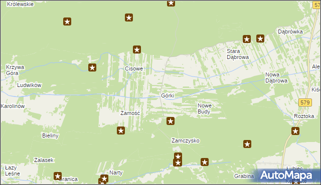 mapa Górki gmina Leoncin, Górki gmina Leoncin na mapie Targeo