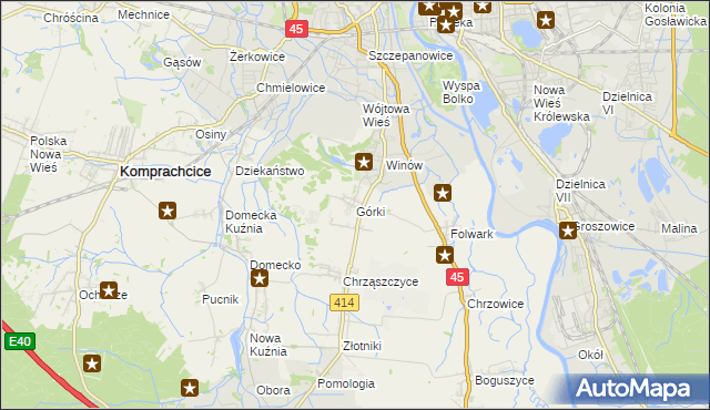 mapa Górki gmina Prószków, Górki gmina Prószków na mapie Targeo