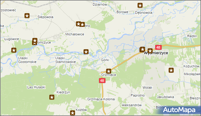 mapa Górki gmina Wyśmierzyce, Górki gmina Wyśmierzyce na mapie Targeo