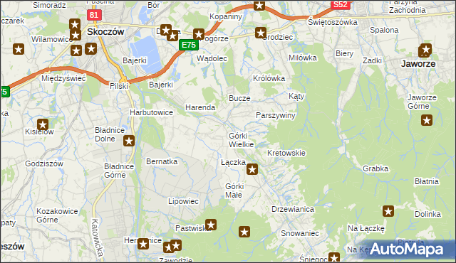 mapa Górki Wielkie, Górki Wielkie na mapie Targeo