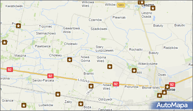 mapa Górna Wieś gmina Błonie, Górna Wieś gmina Błonie na mapie Targeo