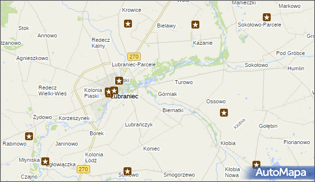 mapa Górniak gmina Lubraniec, Górniak gmina Lubraniec na mapie Targeo