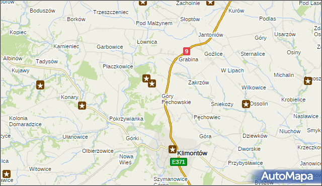 mapa Góry Pęchowskie, Góry Pęchowskie na mapie Targeo