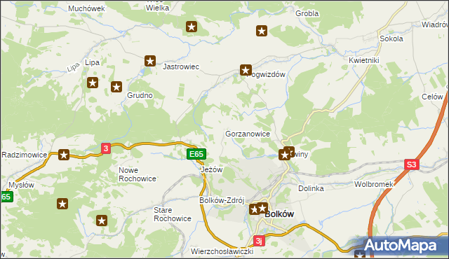 mapa Gorzanowice, Gorzanowice na mapie Targeo