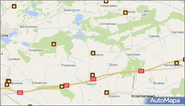 mapa Górzno gmina Krzemieniewo, Górzno gmina Krzemieniewo na mapie Targeo