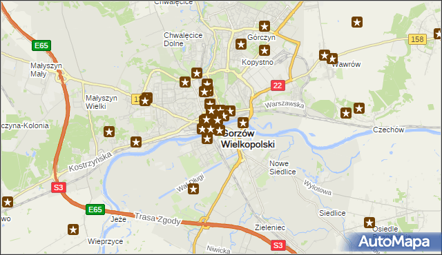 mapa Gorzów Wielkopolski, Gorzów Wielkopolski na mapie Targeo