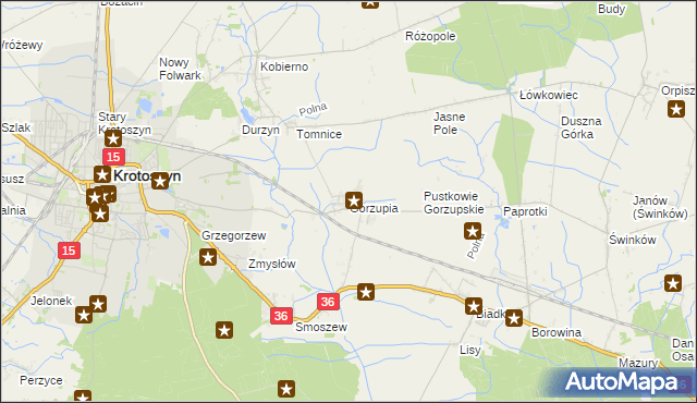 mapa Gorzupia gmina Krotoszyn, Gorzupia gmina Krotoszyn na mapie Targeo