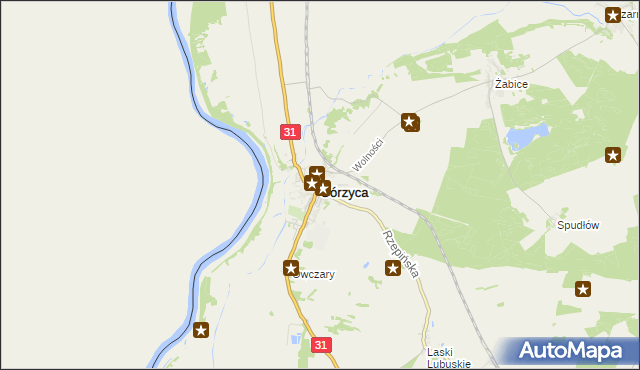 mapa Górzyca powiat słubicki, Górzyca powiat słubicki na mapie Targeo