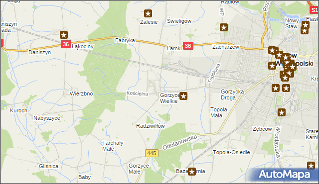 mapa Gorzyce Wielkie, Gorzyce Wielkie na mapie Targeo