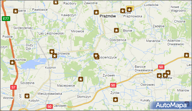 mapa Gościeńczyce, Gościeńczyce na mapie Targeo