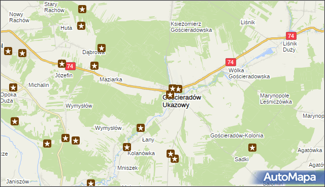 mapa Gościeradów Ukazowy, Gościeradów Ukazowy na mapie Targeo