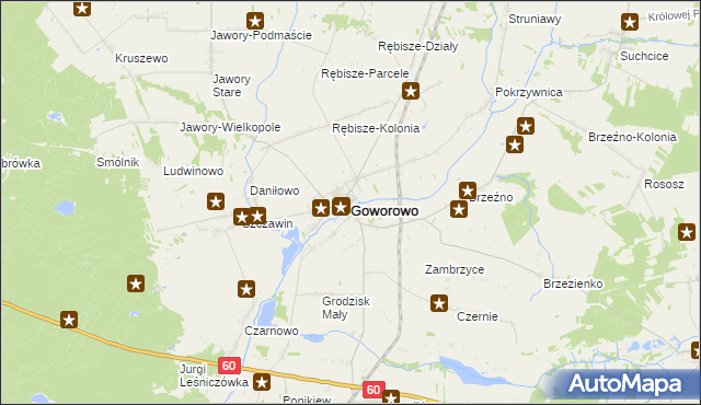 mapa Goworowo powiat ostrołęcki, Goworowo powiat ostrołęcki na mapie Targeo