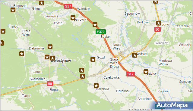 mapa Gózd gmina Kołbiel, Gózd gmina Kołbiel na mapie Targeo