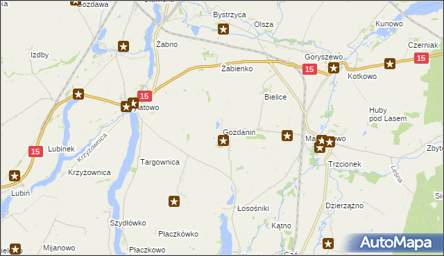 mapa Gozdanin gmina Mogilno, Gozdanin gmina Mogilno na mapie Targeo