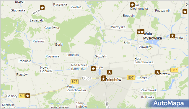mapa Gózdek gmina Żelechów, Gózdek gmina Żelechów na mapie Targeo