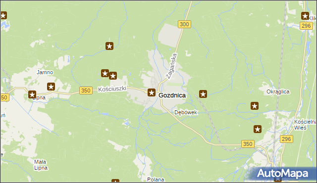 mapa Gozdnica powiat żagański, Gozdnica powiat żagański na mapie Targeo