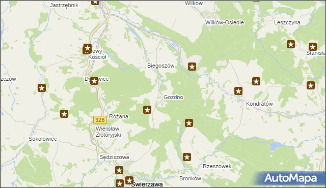 mapa Gozdno, Gozdno na mapie Targeo