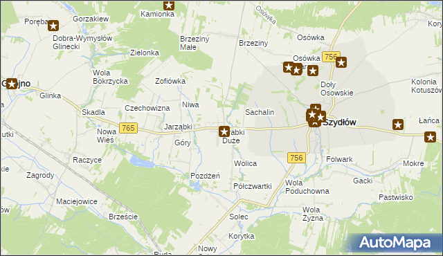 mapa Grabki Duże, Grabki Duże na mapie Targeo