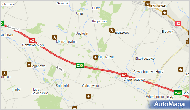 mapa Graboszewo gmina Strzałkowo, Graboszewo gmina Strzałkowo na mapie Targeo