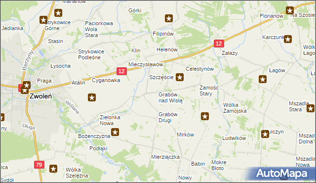 mapa Grabów nad Wisłą, Grabów nad Wisłą na mapie Targeo