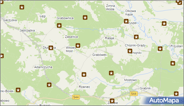 mapa Grabówek gmina Olszewo-Borki, Grabówek gmina Olszewo-Borki na mapie Targeo