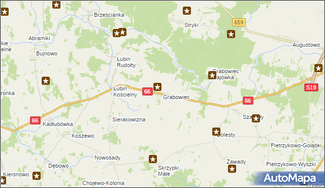 mapa Grabowiec gmina Bielsk Podlaski, Grabowiec gmina Bielsk Podlaski na mapie Targeo