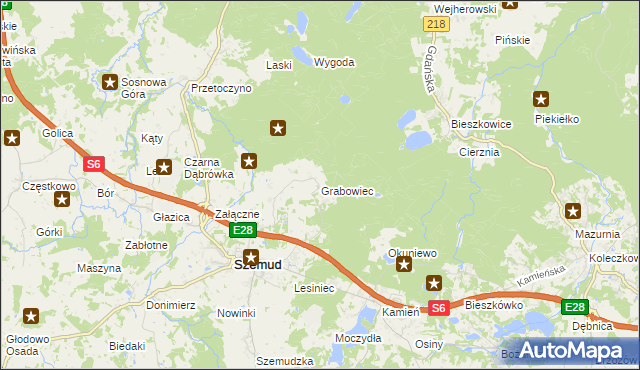 mapa Grabowiec gmina Szemud, Grabowiec gmina Szemud na mapie Targeo