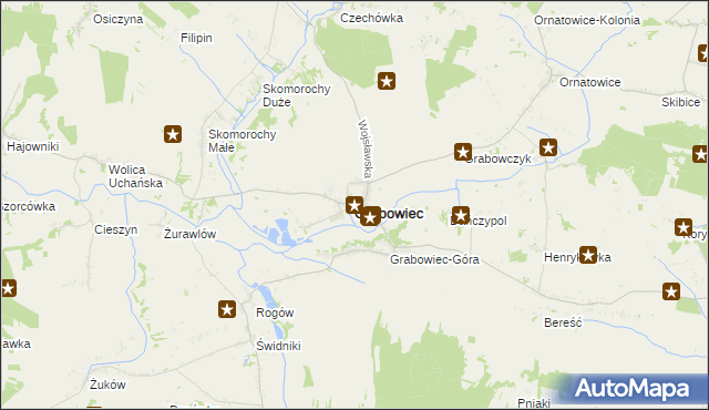 mapa Grabowiec powiat zamojski, Grabowiec powiat zamojski na mapie Targeo