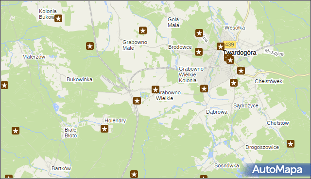 mapa Grabowno Wielkie, Grabowno Wielkie na mapie Targeo