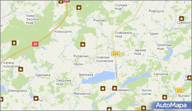 mapa Grabowo Kościerskie, Grabowo Kościerskie na mapie Targeo