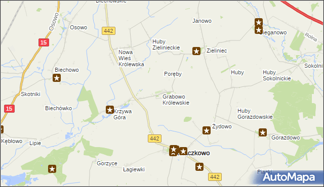 mapa Grabowo Królewskie, Grabowo Królewskie na mapie Targeo