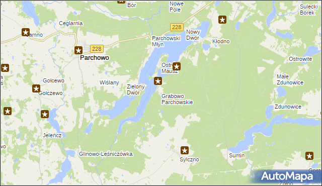 mapa Grabowo Parchowskie, Grabowo Parchowskie na mapie Targeo