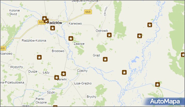 mapa Grąd gmina Radziłów, Grąd gmina Radziłów na mapie Targeo