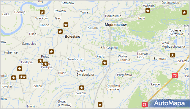 mapa Grądy gmina Mędrzechów, Grądy gmina Mędrzechów na mapie Targeo