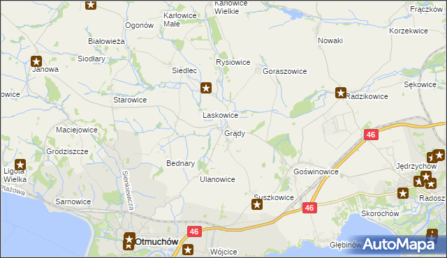 mapa Grądy gmina Otmuchów, Grądy gmina Otmuchów na mapie Targeo