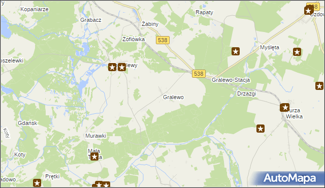 mapa Gralewo gmina Płośnica, Gralewo gmina Płośnica na mapie Targeo