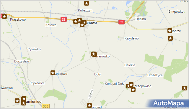 mapa Granówko gmina Granowo, Granówko gmina Granowo na mapie Targeo