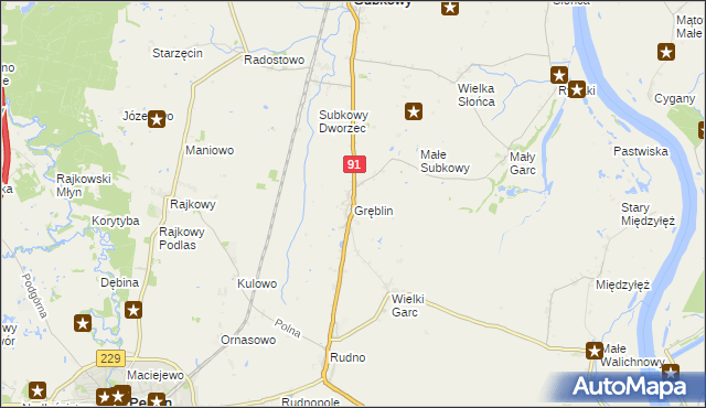 mapa Gręblin, Gręblin na mapie Targeo