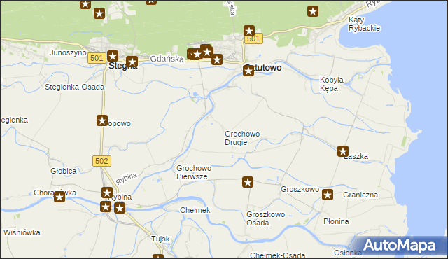 mapa Grochowo Drugie, Grochowo Drugie na mapie Targeo