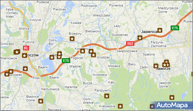 mapa Grodziec gmina Jasienica, Grodziec gmina Jasienica na mapie Targeo