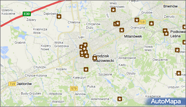 mapa Grodzisk Mazowiecki, Grodzisk Mazowiecki na mapie Targeo