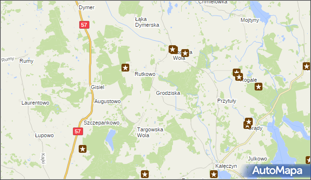 mapa Grodziska gmina Dźwierzuty, Grodziska gmina Dźwierzuty na mapie Targeo