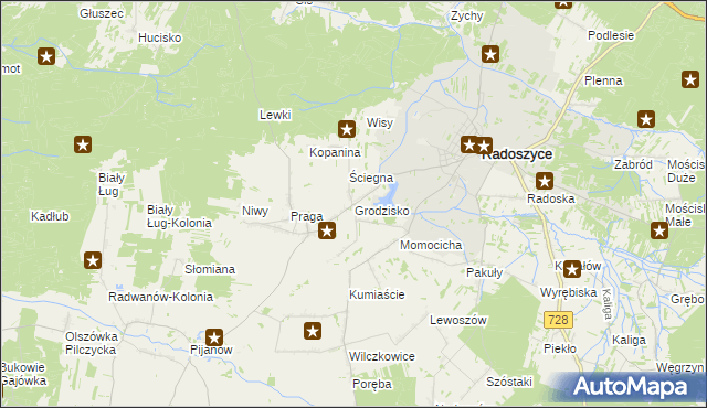 mapa Grodzisko gmina Radoszyce, Grodzisko gmina Radoszyce na mapie Targeo