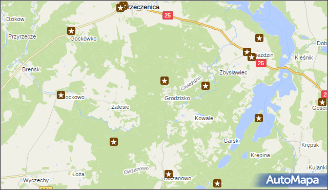 mapa Grodzisko gmina Rzeczenica, Grodzisko gmina Rzeczenica na mapie Targeo